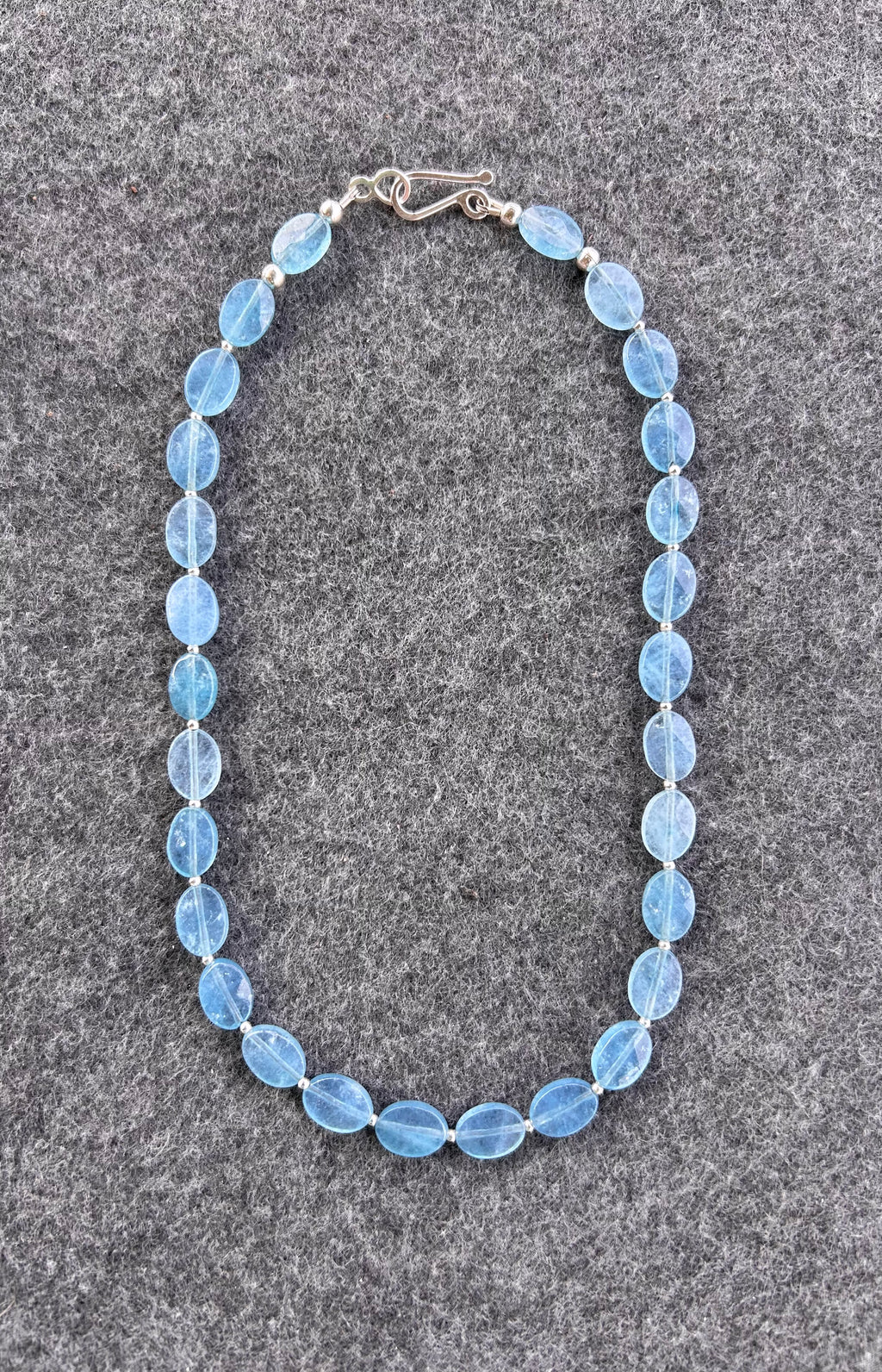 Aqua Quartz Gemstone Necklace with Sterling Silver
