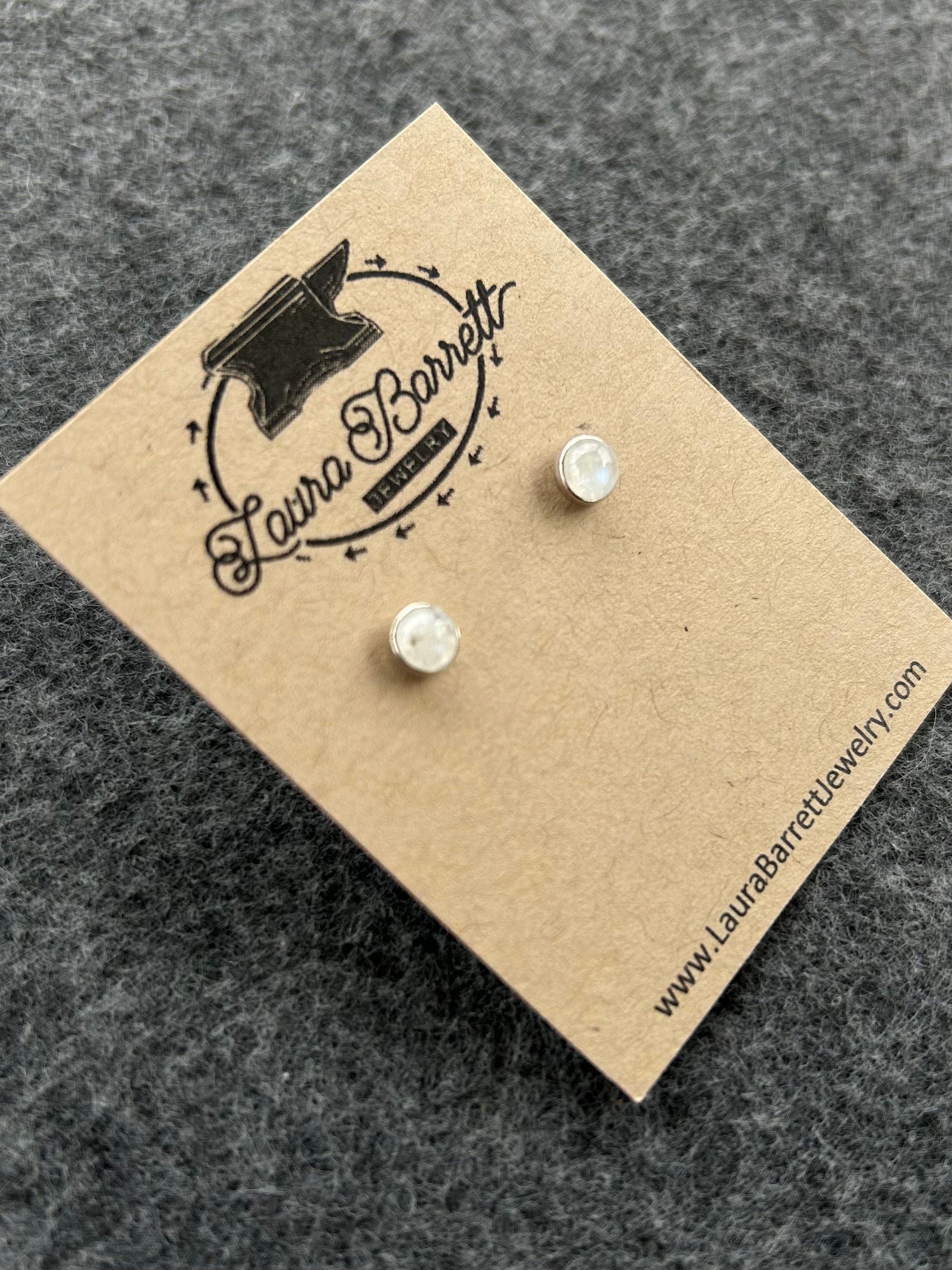 Gemstone Stud Earrings - Moonstone