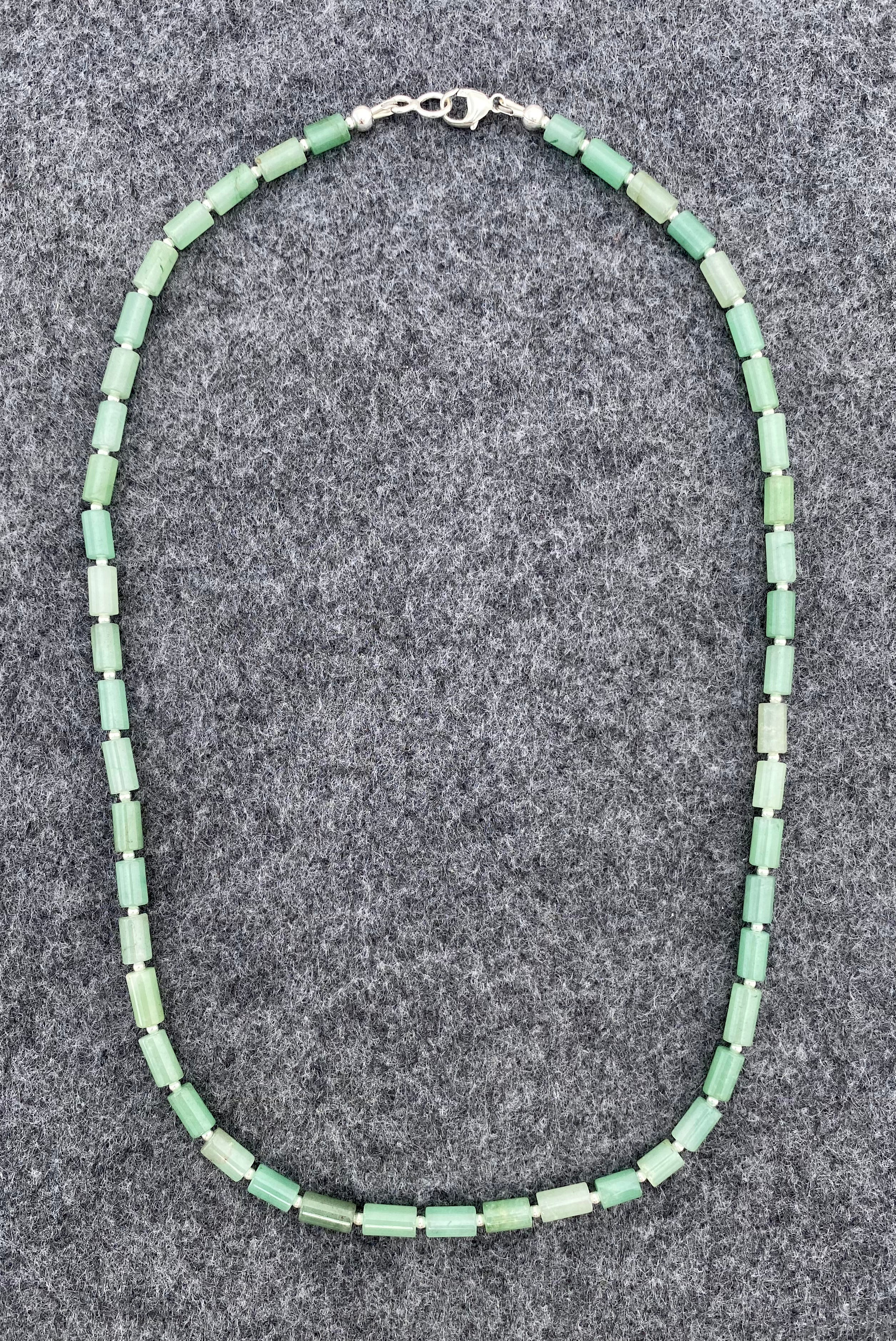 Aventurine Gemstone Layering Necklace with Sterling Silver