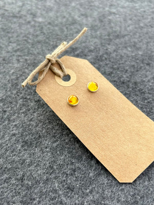 Gemstone Stud Earrings - Amber
