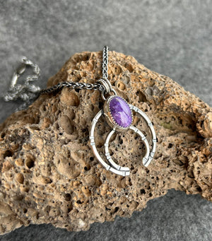 Modern Naja Pendant Necklace with Charoite