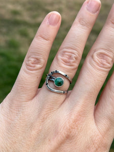 Anvil Adjustable Ring with Natural Emerald