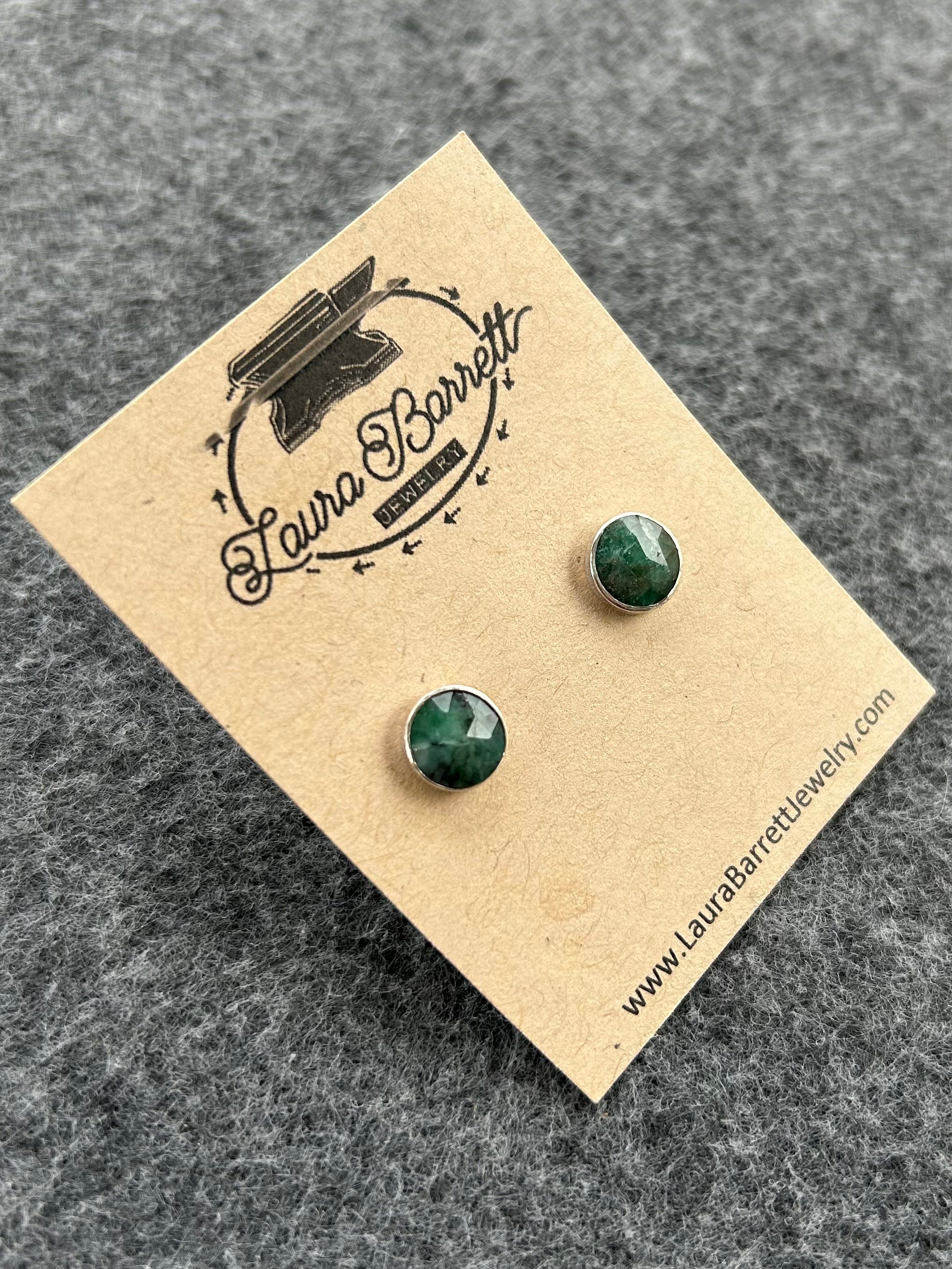 Gemstone Stud Earrings - Emerald