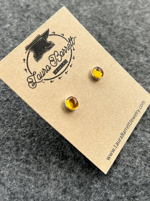 Gemstone Stud Earrings - Amber