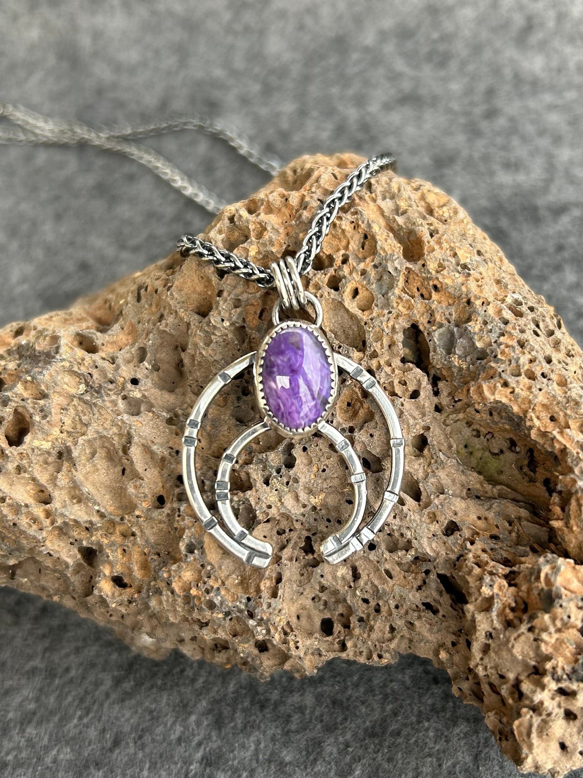 Modern Naja Pendant Necklace with Charoite