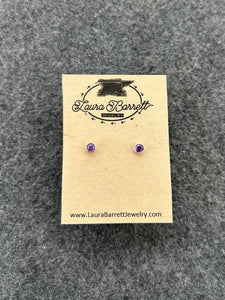 Gemstone Stud Earrings - Amethyst