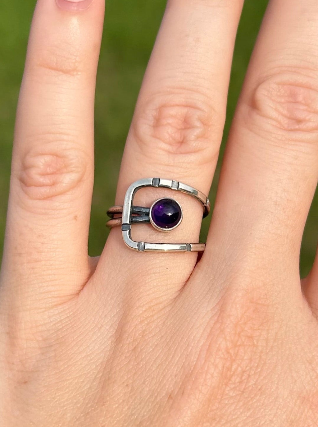Anvil Adjustable Ring with Amethyst