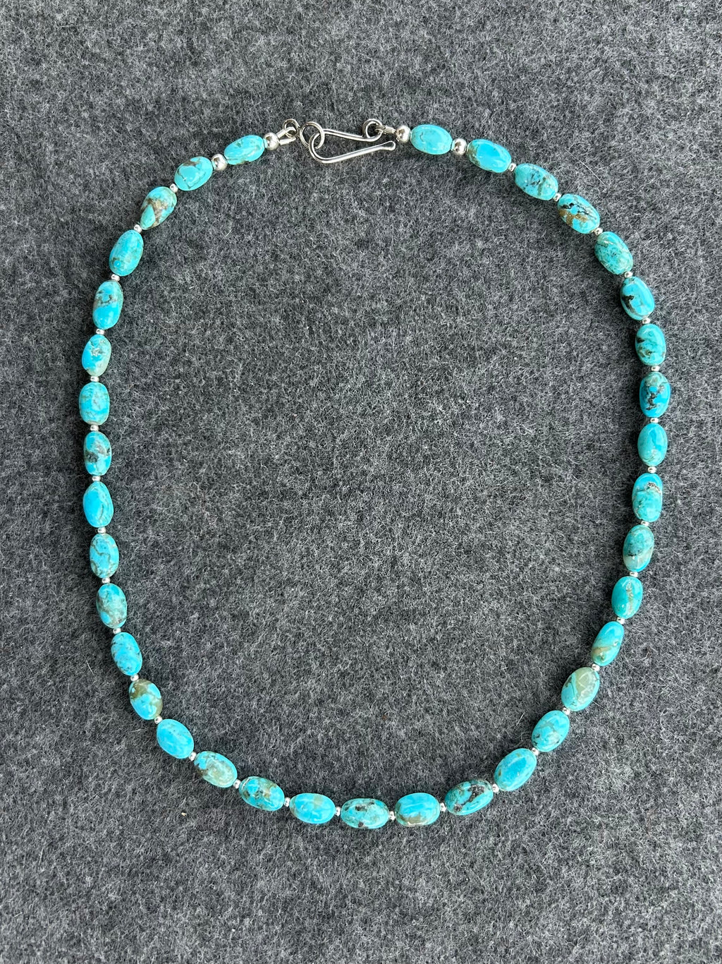 Blue Turquoise Gemstone Layering Necklace with Sterling Silver