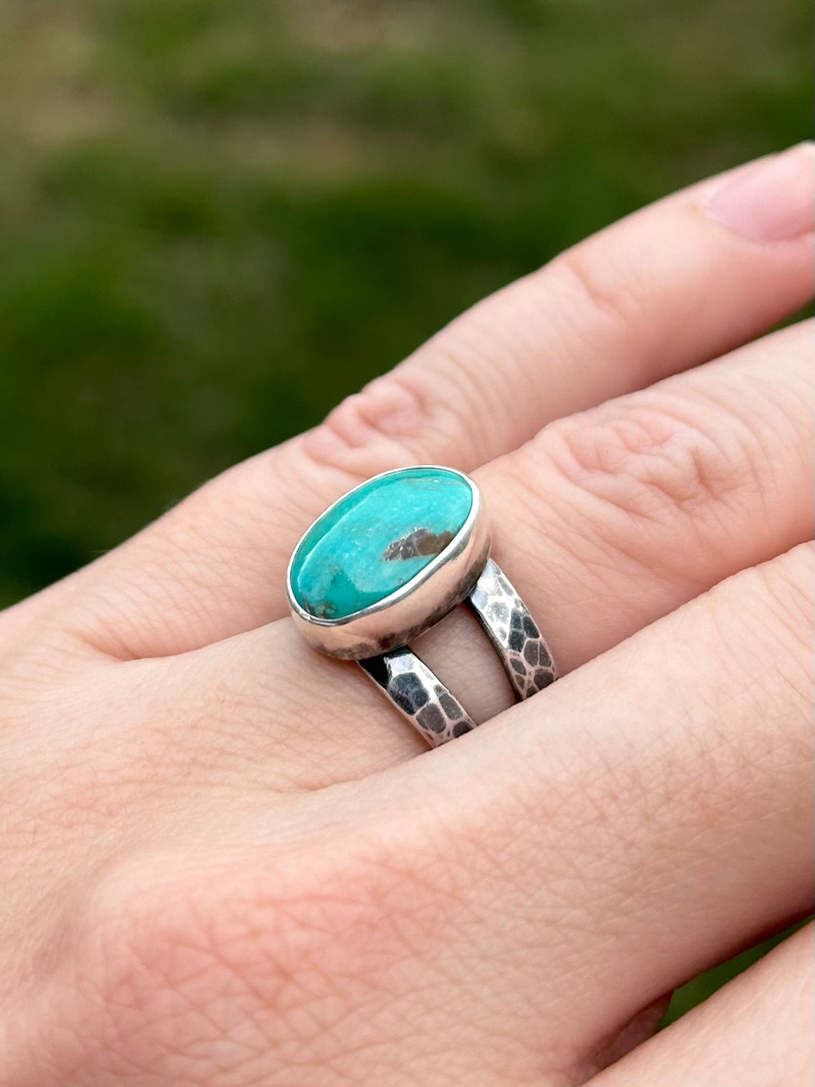 Gemstone Ring with Sterling Silver and Turquoise