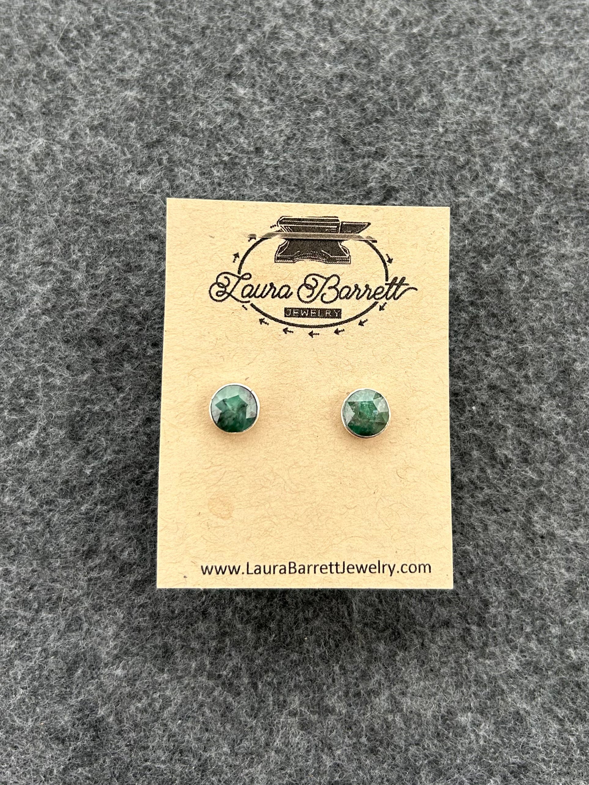 Gemstone Stud Earrings - Emerald