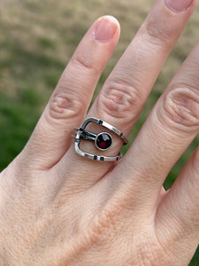 Anvil Adjustable Ring with Garnet