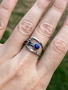 Anvil Adjustable Ring with Lapis Lazuli