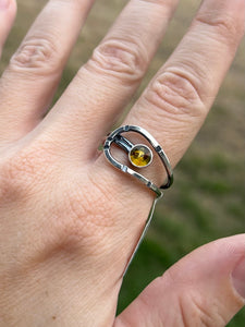 Anvil Adjustable Ring with Amber