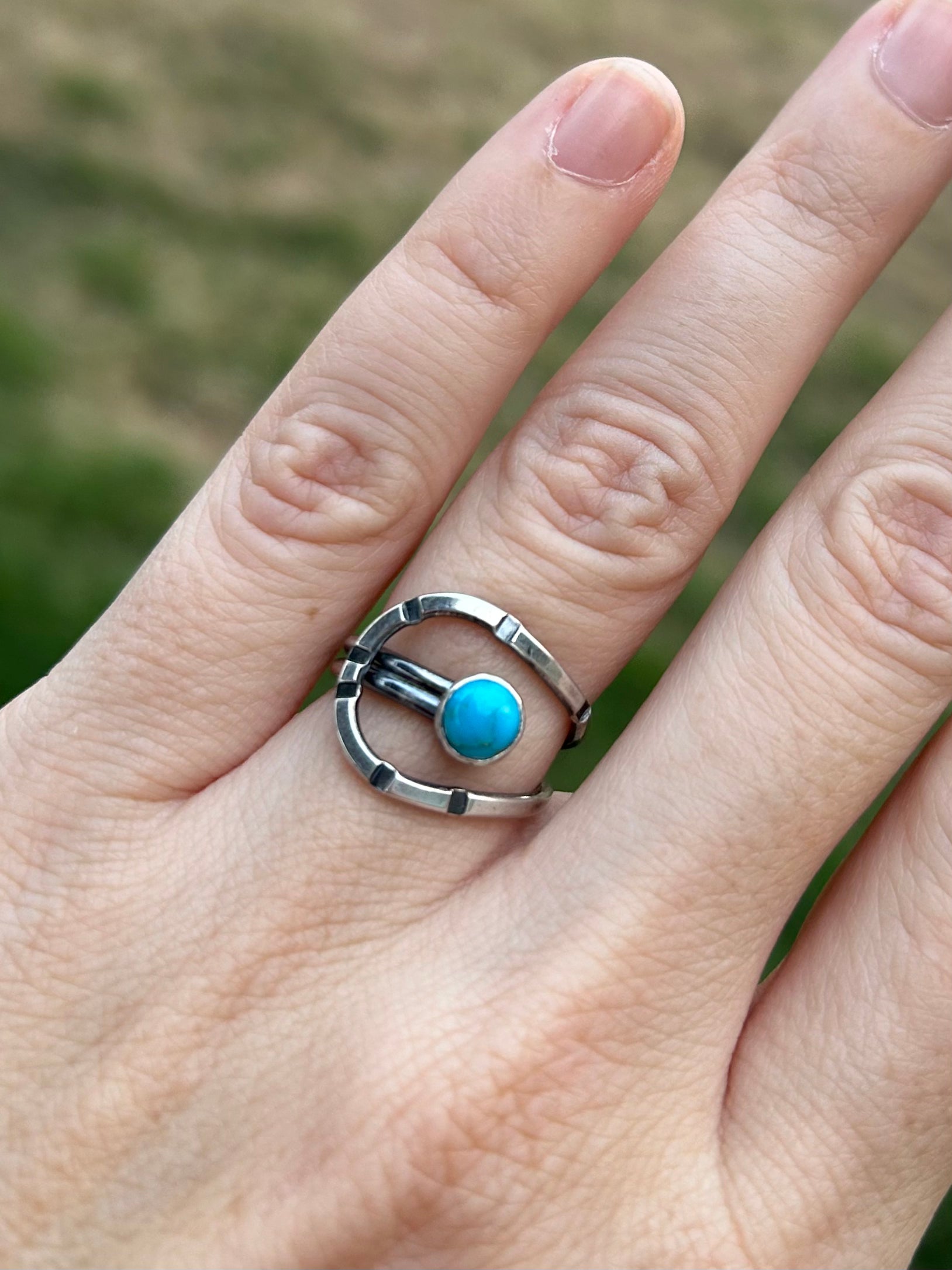 Anvil Adjustable Ring with Kingman Turquoise