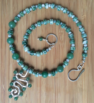 Green Aventurine Beaded Necklace with Sterling Silver Details - MADE TO ORDER