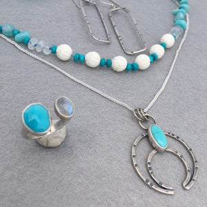 Modern Naja Pendant Necklace with Genuine Campitos Turquoise - MADE TO ORDER