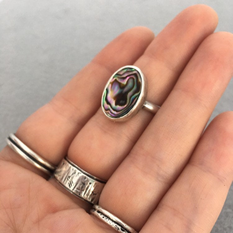 Natural Abalone and Sterling Silver Ring - MADE TO ORDER
