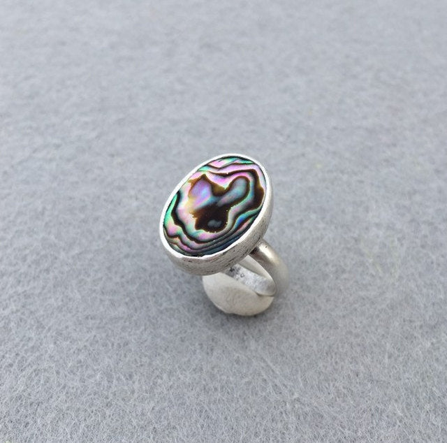 Natural Abalone and Sterling Silver Ring - MADE TO ORDER