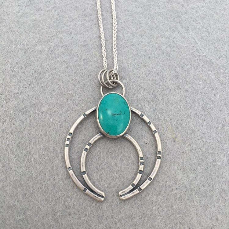 Modern Naja Pendant Necklace with Genuine American Turquoise - MADE TO ORDER