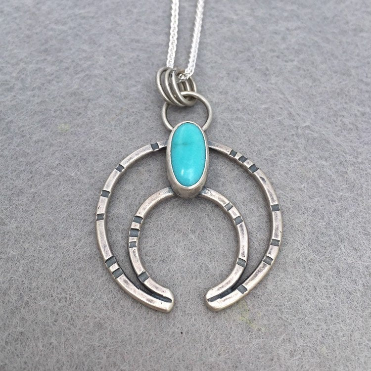 Modern Naja Pendant Necklace with Genuine Campitos Turquoise - MADE TO ORDER