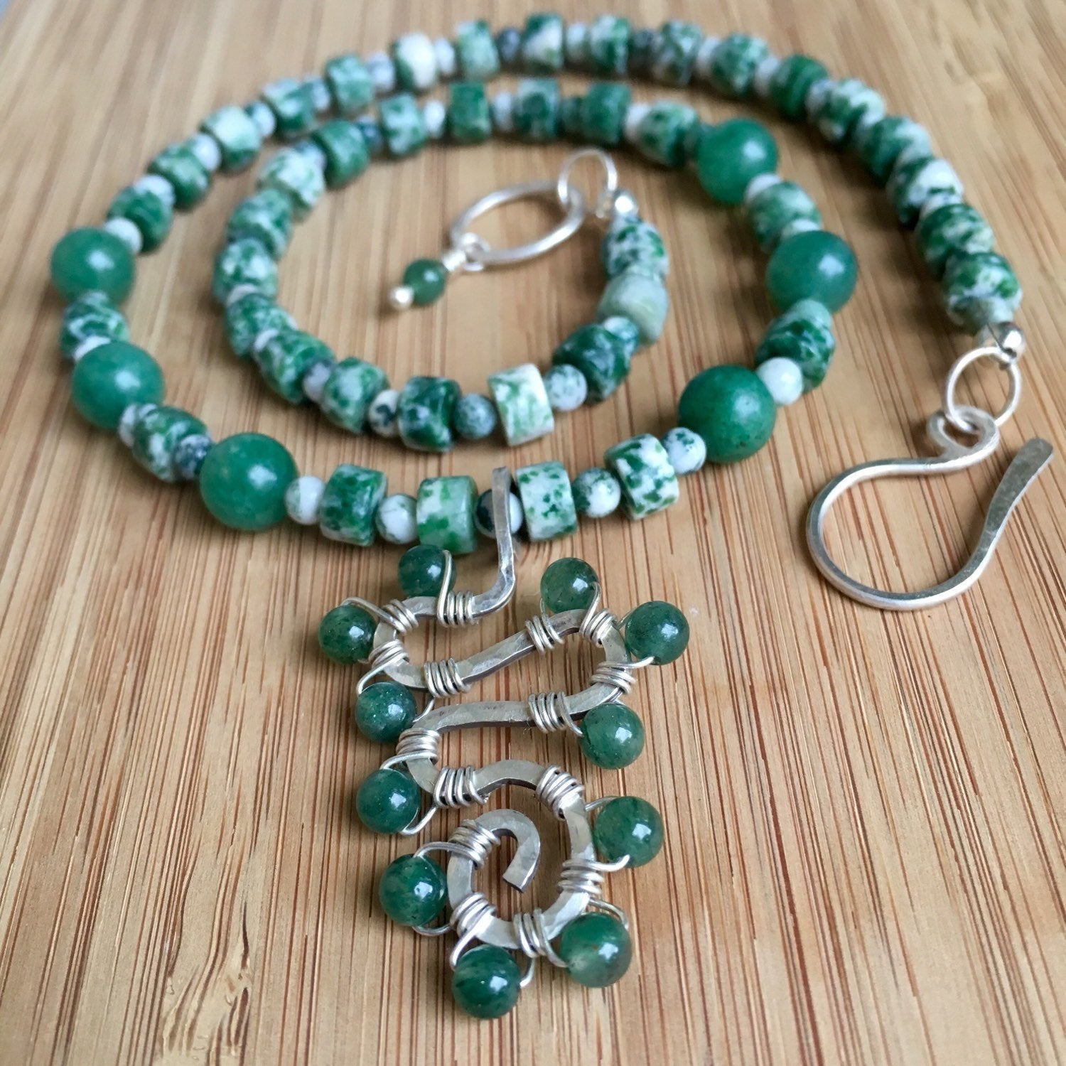 Aventurine Gemstone Necklace with Sterling Silver Details - MADE TO ORDER -
