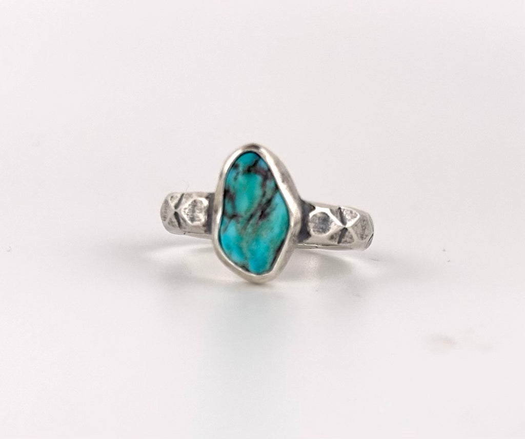 Gemstone Ring with Sterling Silver and Kingman Turquoise