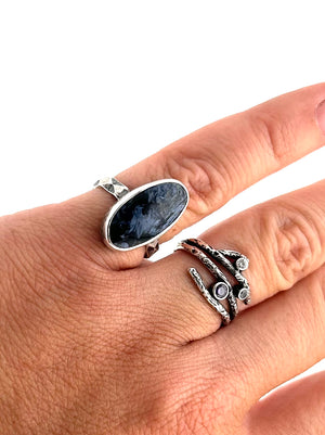 Gemstone Statement Ring with Sterling Silver and Pietersite