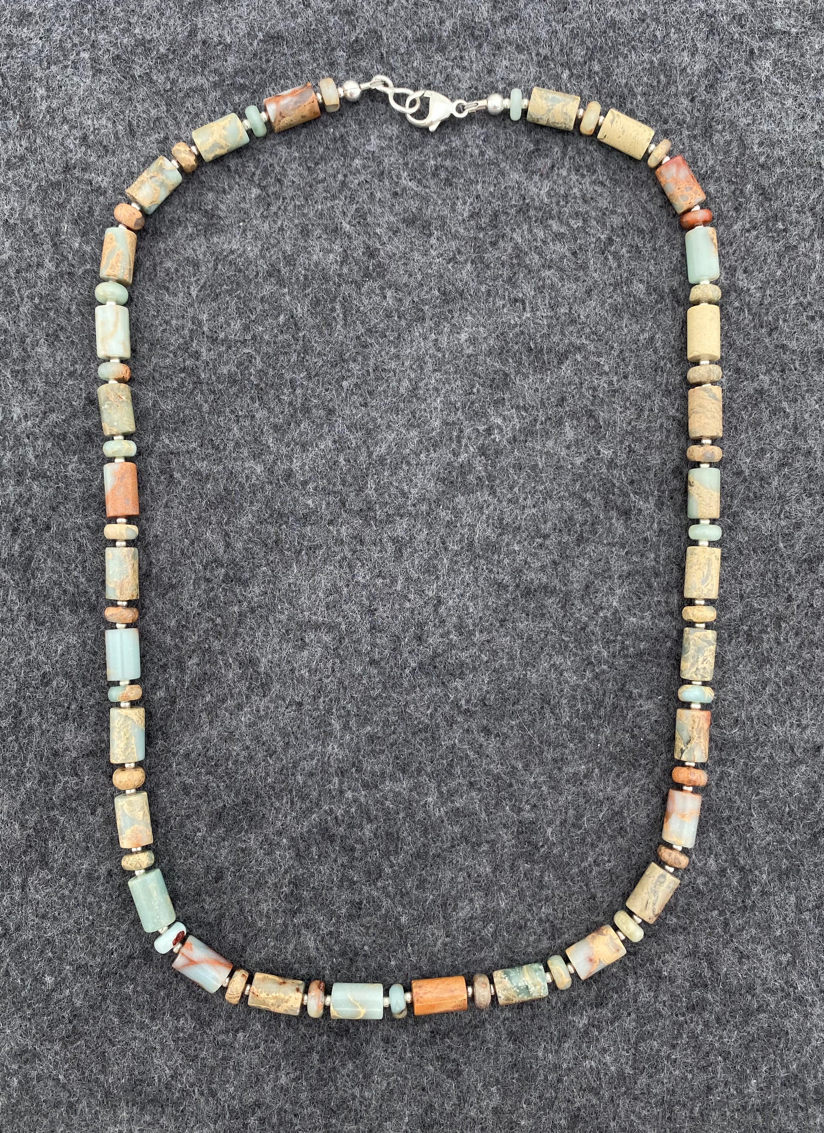 Aqua Terra Jasper Gemstone Layering Necklace with Sterling Silver