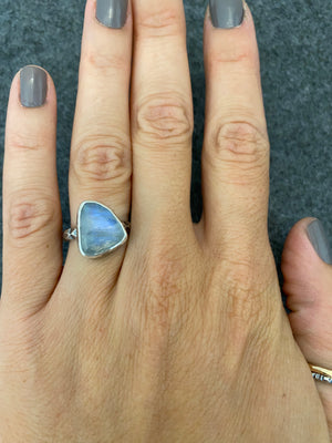 Gemstone Statement Ring with Sterling Silver and Rainbow Moonstone