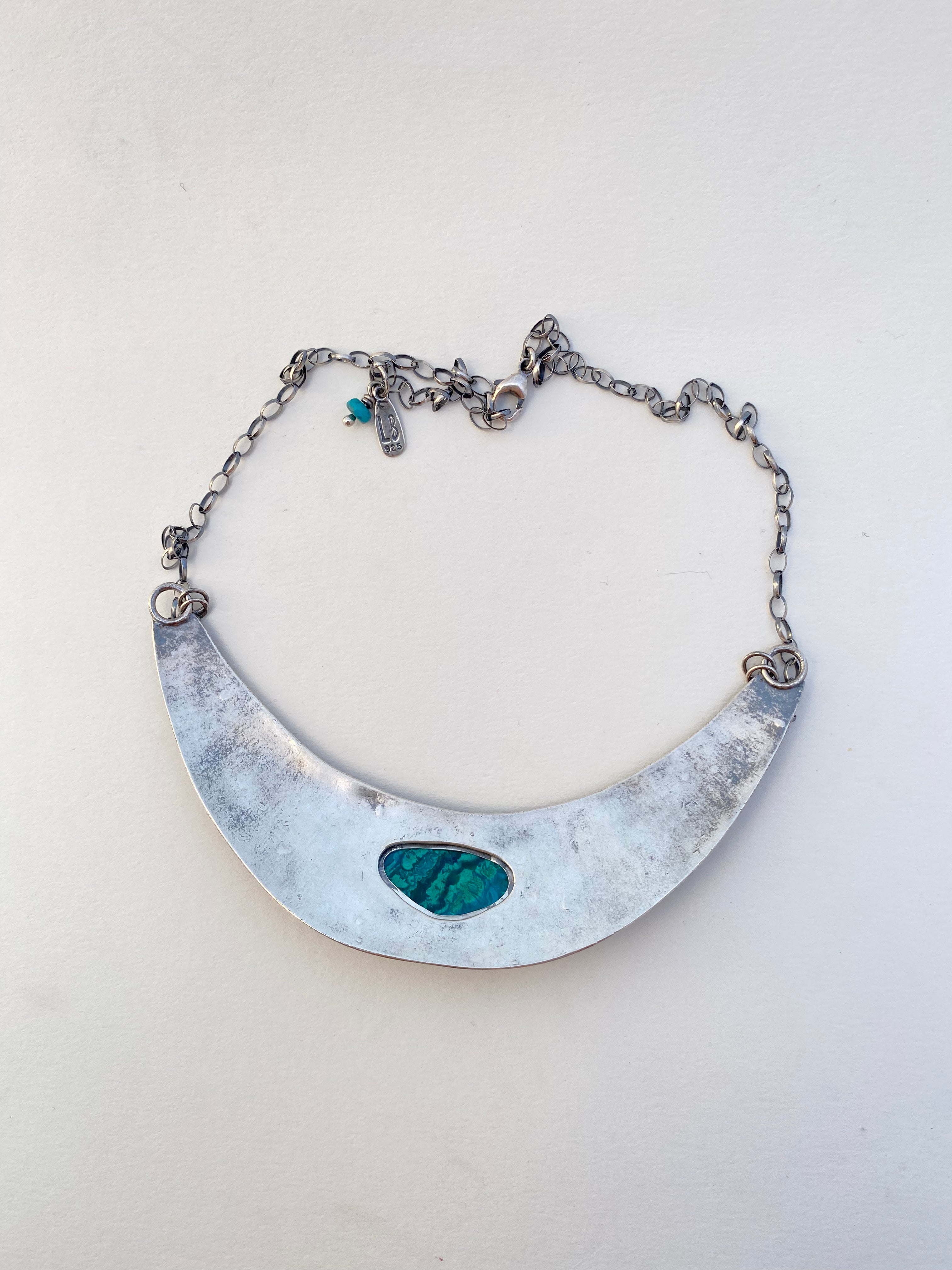 Stardust Collar Necklace with Chrysocolla and Sterling Silver