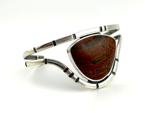 Anvil Cuff Bracelet with Stamped Sterling Silver and Red Creek Jasper