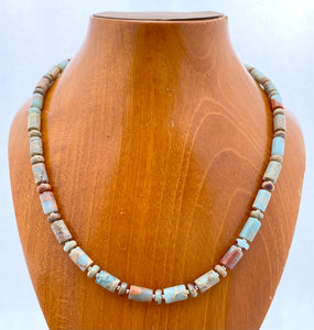 Aqua Terra Jasper Gemstone Layering Necklace with Sterling Silver