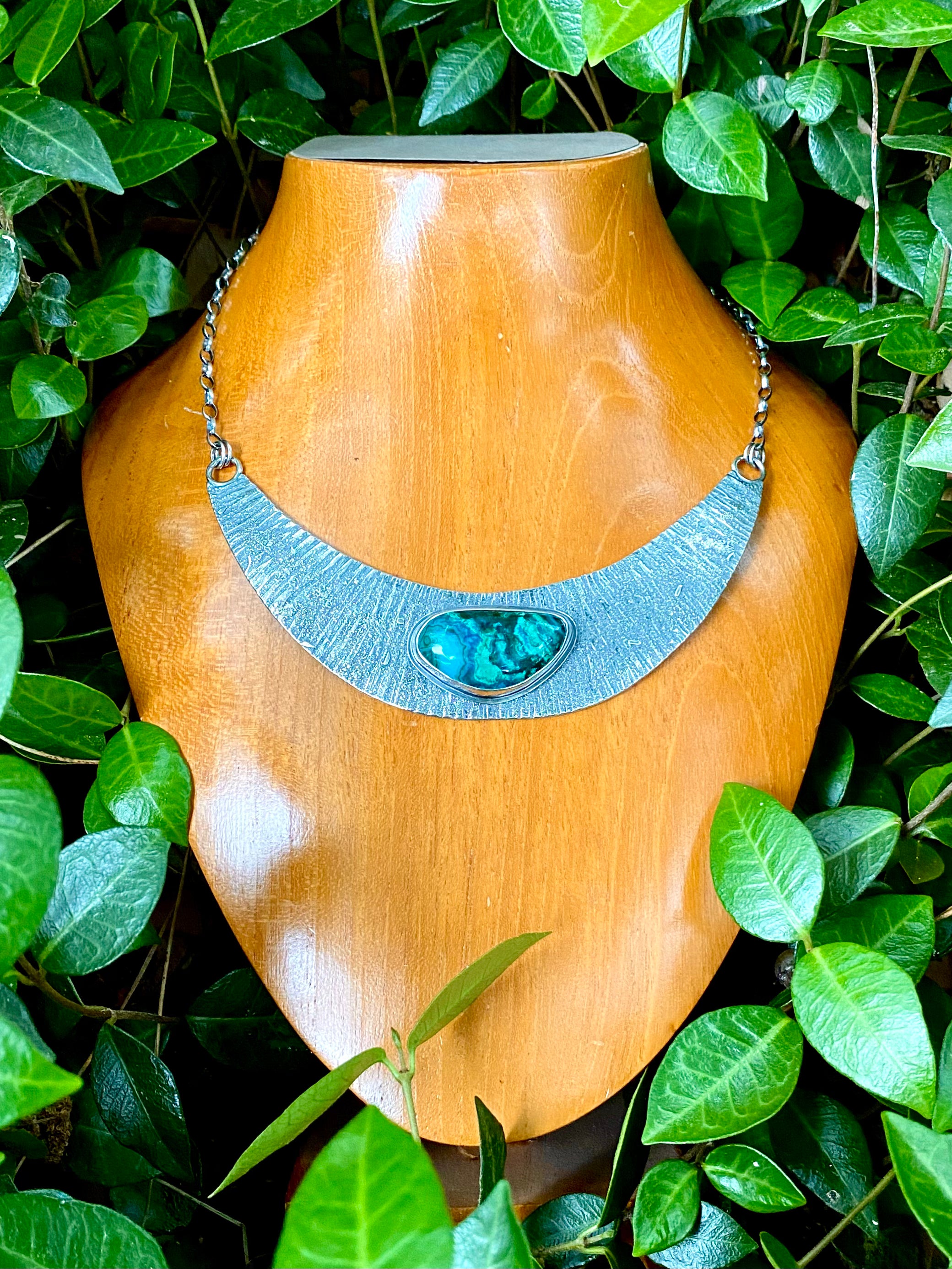 Stardust Collar Necklace with Chrysocolla and Sterling Silver